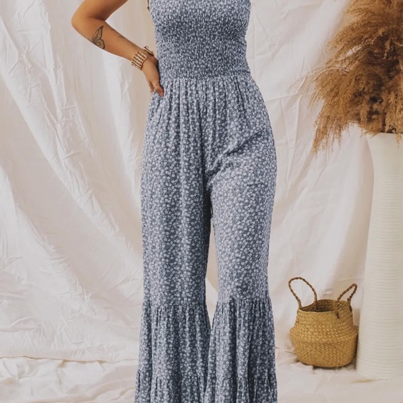 Pants - Floral Wide leg Jumpsuit